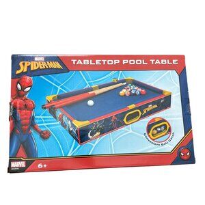 Marvel Spider-Man Tabletop Pool Table Kids 6+ Blue/Red Arcade Game Compact Desig